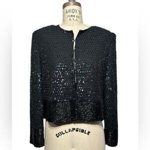 MARK & JOHN BY GOPAL Vintage Heavy Beaded Black Silk Jacket